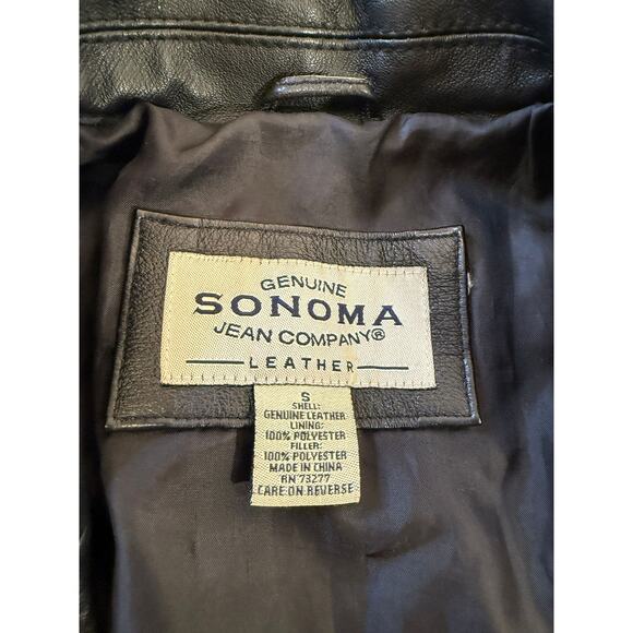 Sonoma Jean Company Small Women's Black Leather Jacket Zipper Closure - Picture 3 of 16